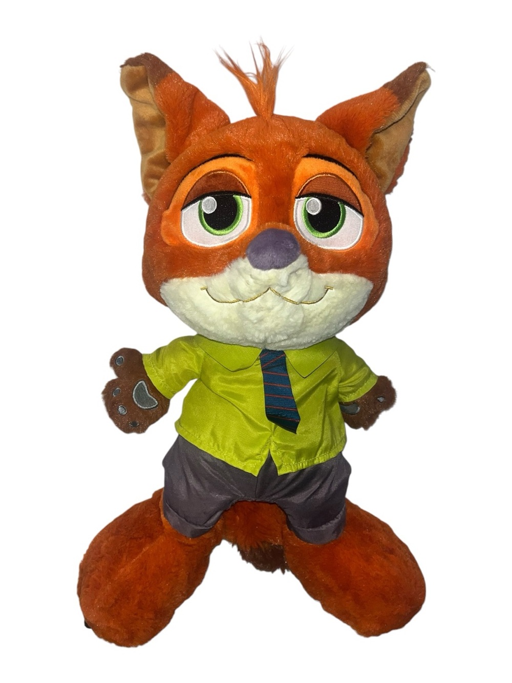 Disney Zootopia Nick Wilde “Big Feet” Plush Toy - Green Shirt & Tie - Preowned